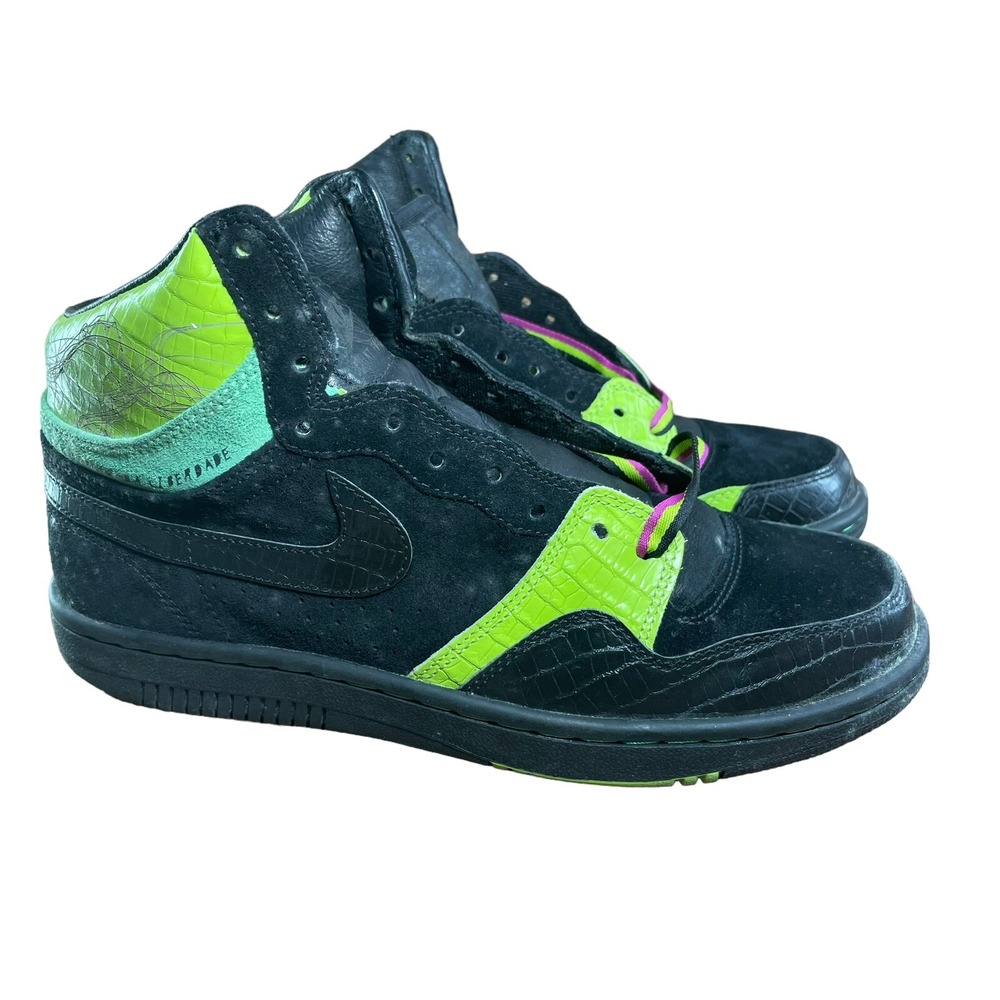 Nike Le Terme Swoosh Black and Green Sneakers‎ 313385-003 Men's SIZE 8.5 - Picture 2 of 13